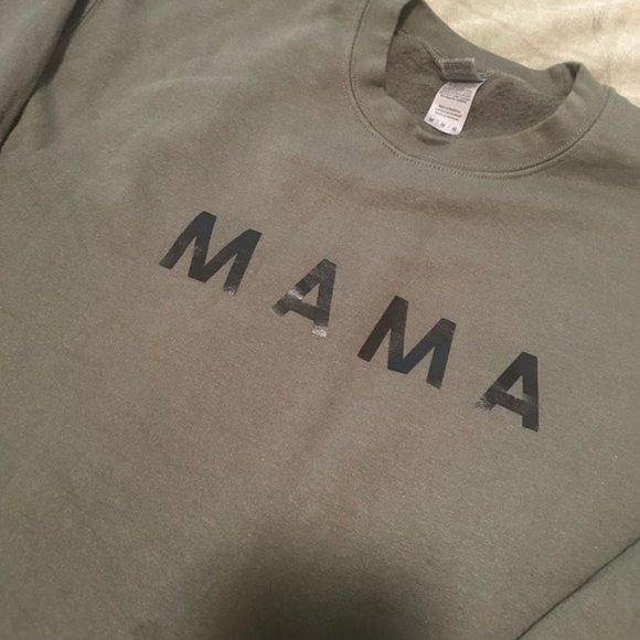 Military green mama sweatshirt| mama sweatshirt| mama crewneck| olive green mama - Picture 3 of 3